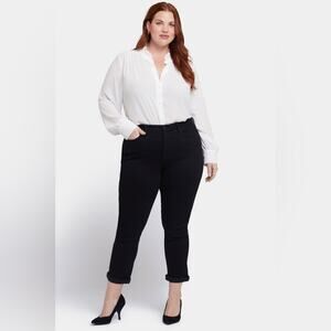 NYDJ Sheri Slim Ankle‎ Jeans with Roll Cuff in Black Lift Tuck NWT Plus Size 26